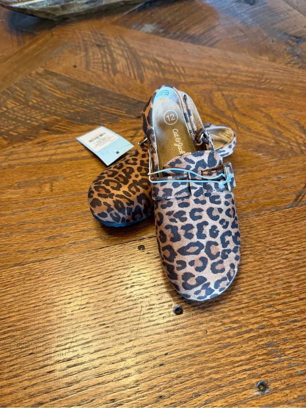 Cat & Jack Leopard Print Moccasin Slip-Ons in Brown and Black Sz 12 adjustable
